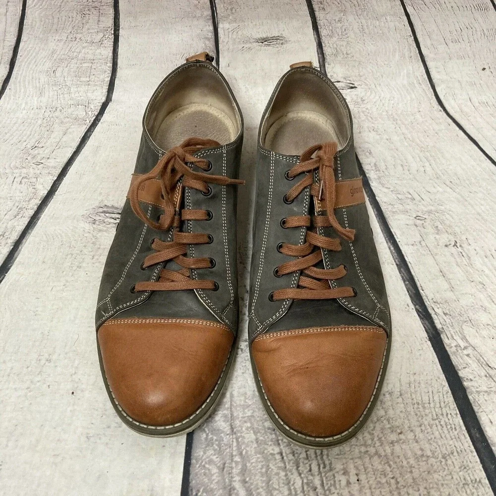 Gino Rossi Casual leather shoes‎ Lace Up Gray And Tan size 9